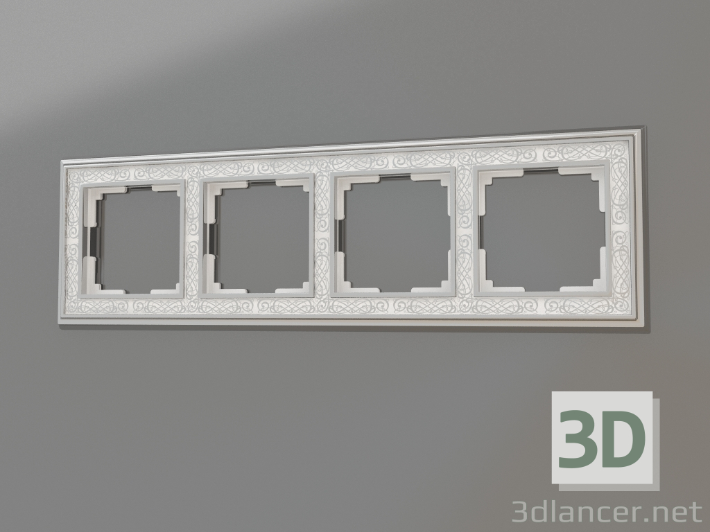 Modelo 3d Moldura para 4 postes Palacio Gracia (branco cromado) - preview