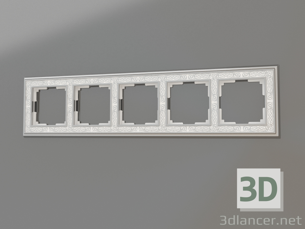 Modelo 3d Moldura para 5 postes Palacio Gracia (branco cromado) - preview