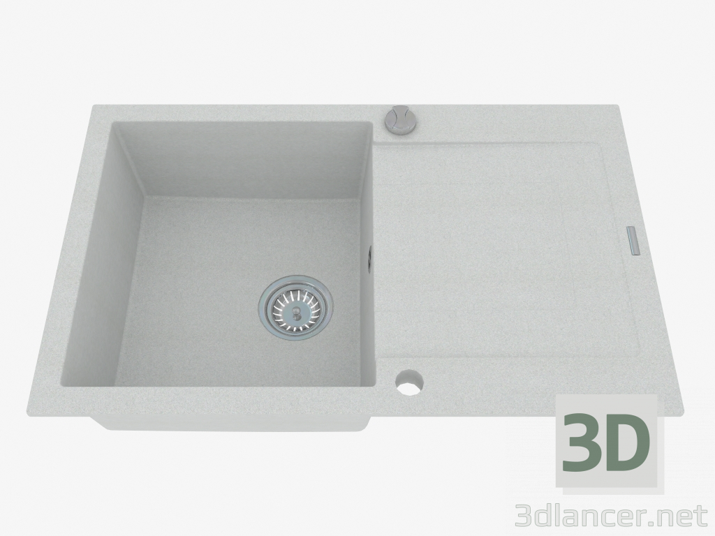 modello 3D Lavello, 1 vasca con un'ala per asciugatura - Rapido in metallo grigio (ZQK S113) - anteprima