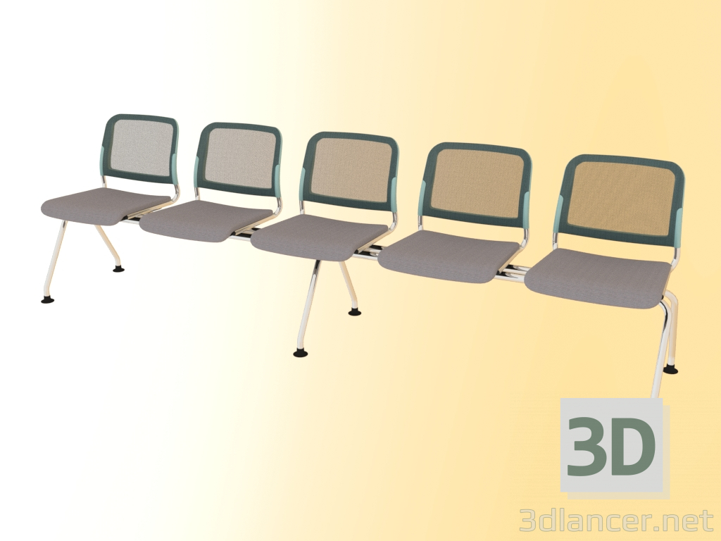 3d model Five-seat bench (505L5) - preview