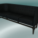 3d model Triple sofa Mayor (AJ5, H 82cm, 62x200cm, Walnut, Leather - Black Silk) - preview