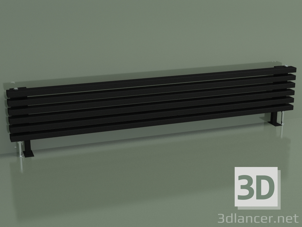 modello 3D Radiatore orizzontale RETTA (6 sezioni 1800 mm 60x30, nero opaco) - anteprima