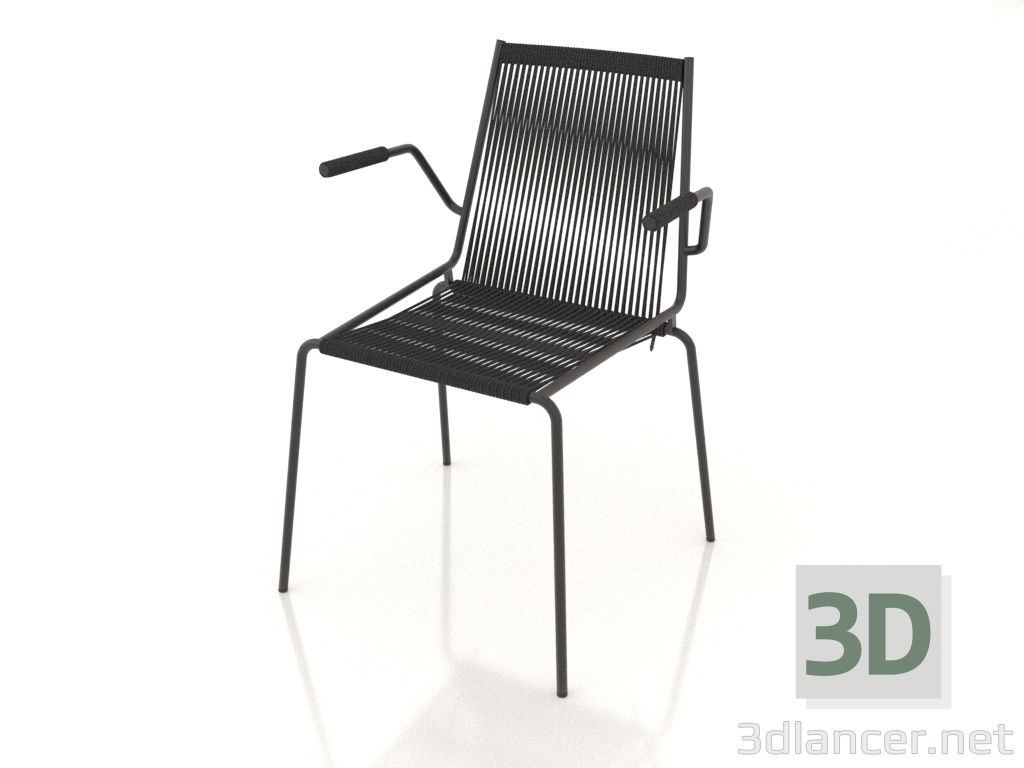 modèle 3D Chaise avec accoudoirs Noel (Base Noir, Drisse Drapeau Noir) - preview