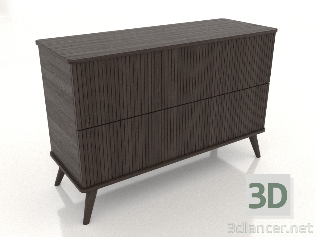 3D Modell Kommode 3 1200x400x800 mm (Esche Walnuss) - Vorschau