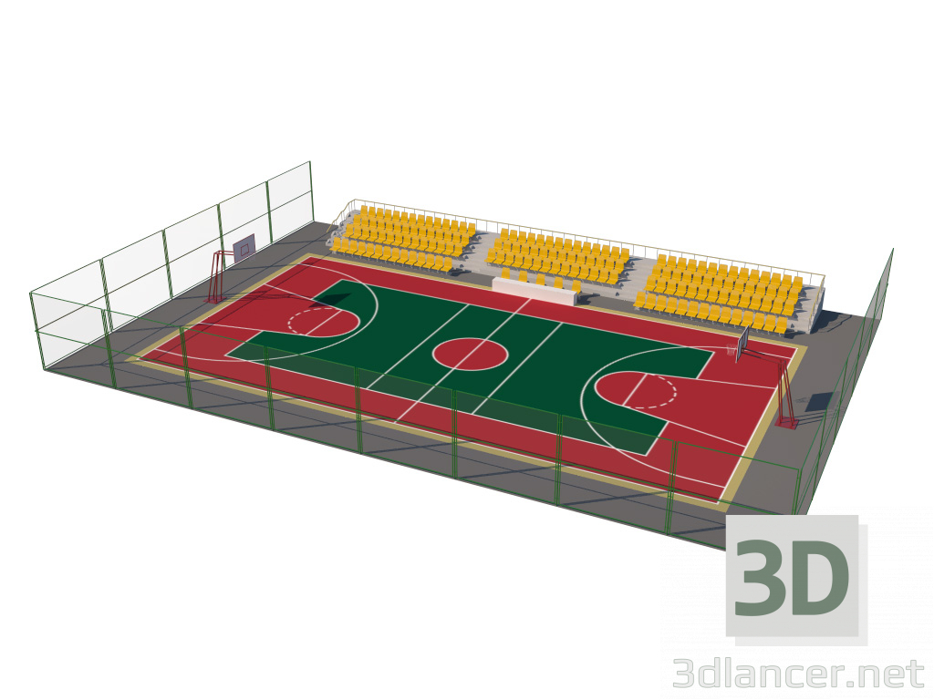 3d Basketball court model buy - render