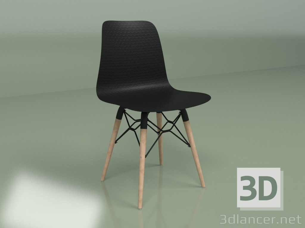modèle 3D Chaise Leona (noir) - preview