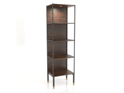 Vitrina 4 estantes, acabado chapa de ébano, lacado negro mate, latón, retroiluminación (59x45x200 cm