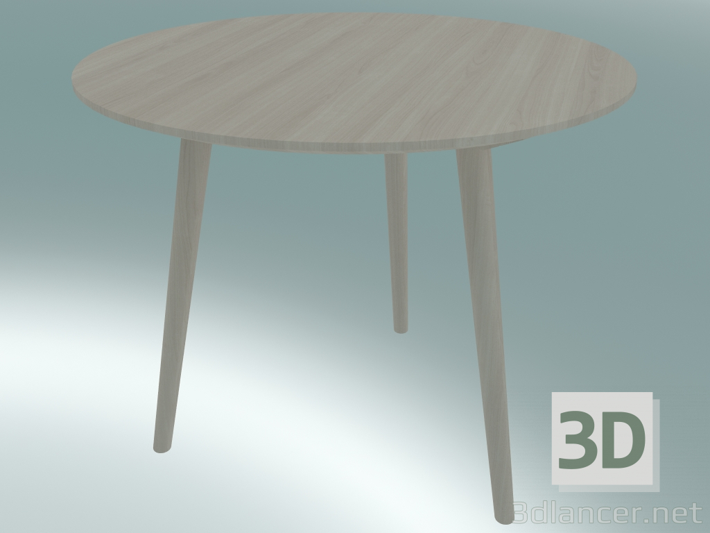 3 डी मॉडल खाने की मेज बीच में (SK3, cm90cm, H 73cm, सफेद तेल से सना हुआ) - पूर्वावलोकन
