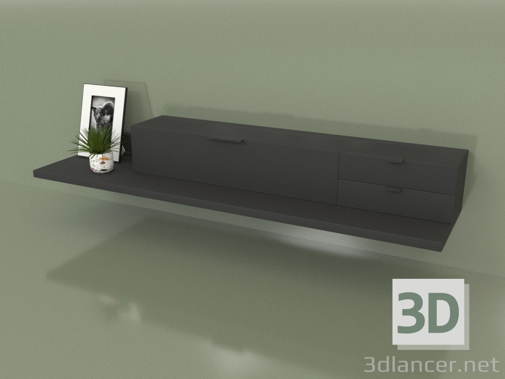 3d model TV stand (black) - preview