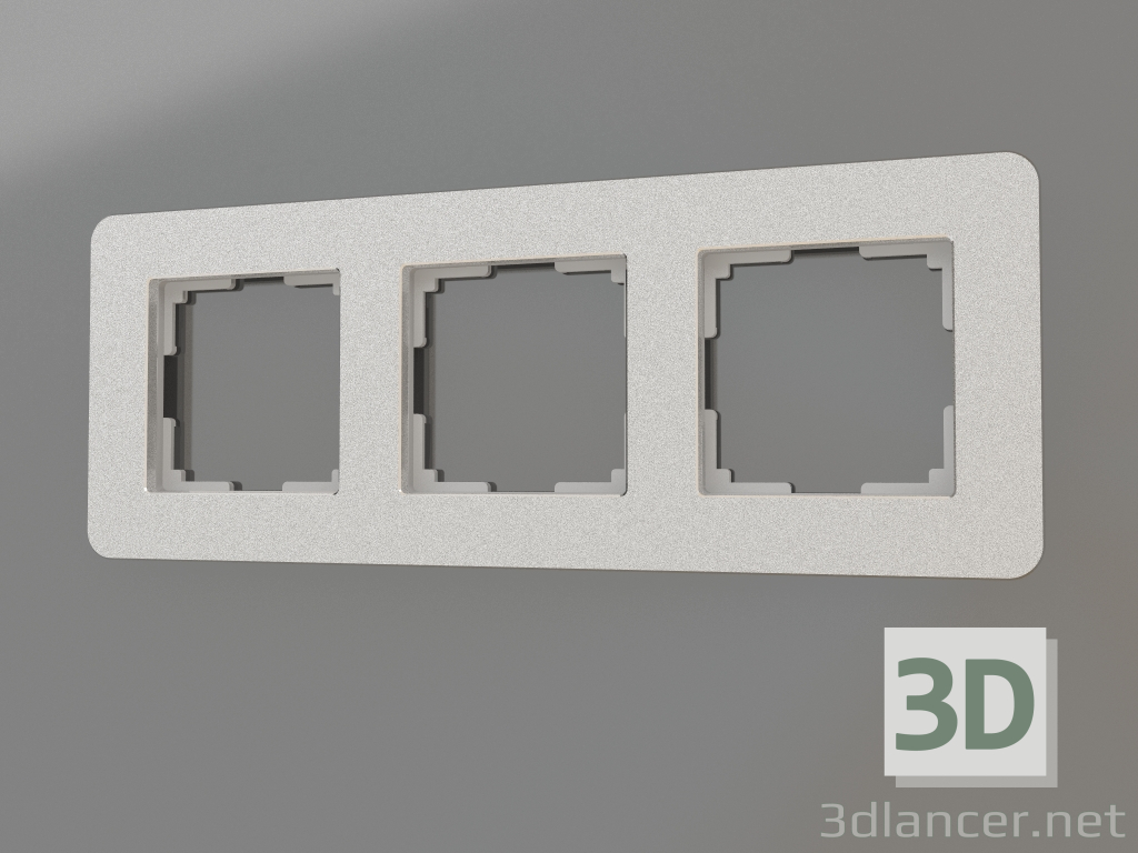 modello 3D Cornice per 3 montanti Platinum (alluminio) - anteprima
