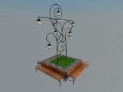 bench with a lantern