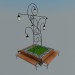 3d model bench with a lantern - preview