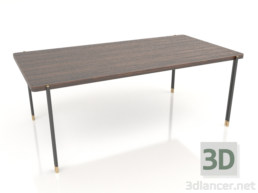 modello 3D Tavolo da pranzo, finitura impiallacciata in ebano, gambe in metallo (200x106,6x75 cm) - anteprima