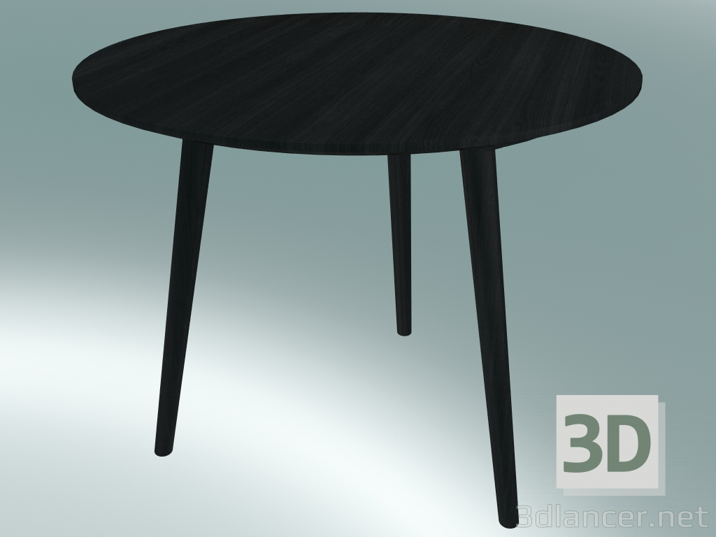 modello 3D Tavolo da pranzo In Between (SK3, Ø90cm, H 73cm, rovere laccato nero) - anteprima