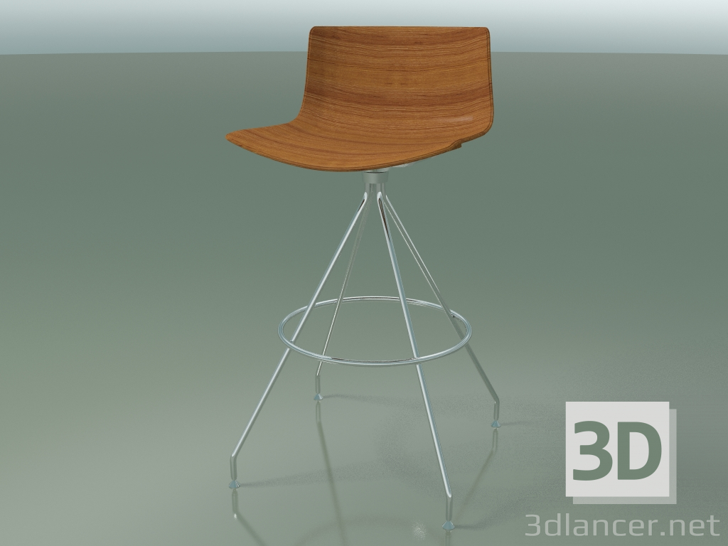 modèle 3D Chaise de bar 0491 (sans rembourrage, effet teck) - preview
