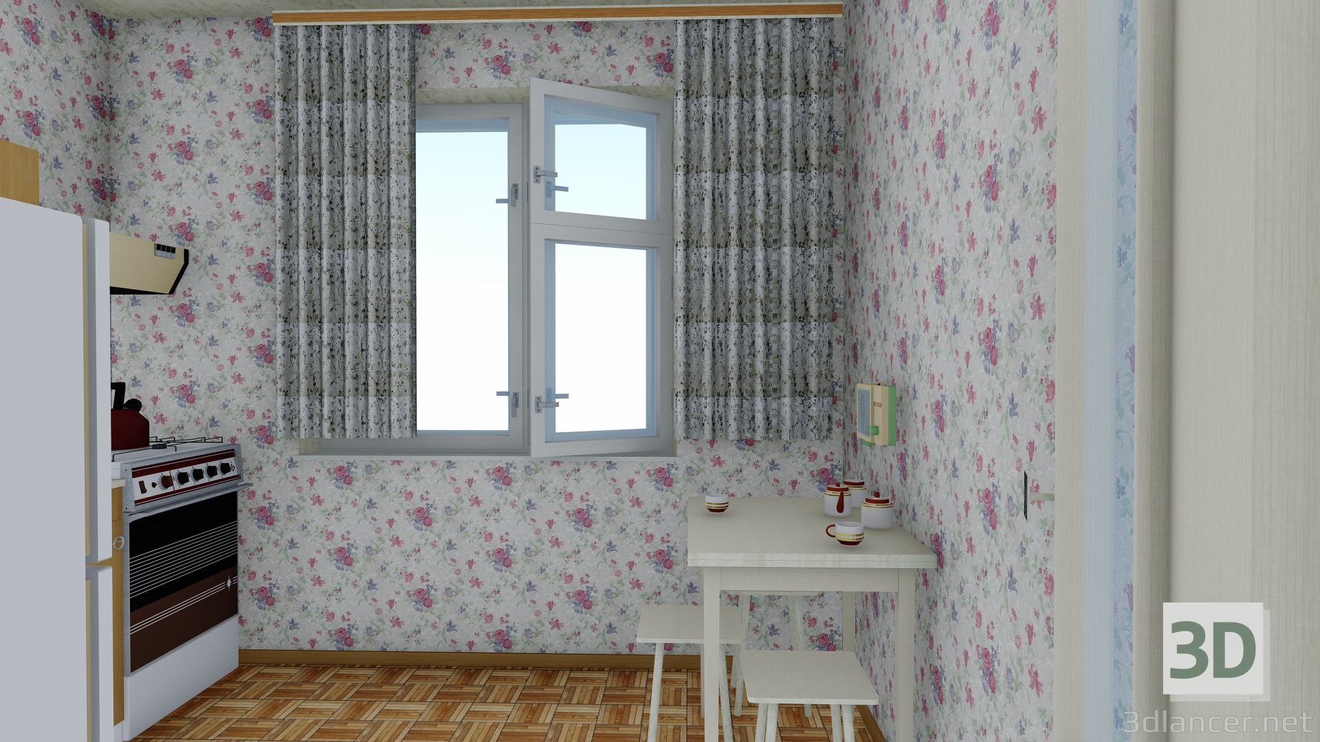 3d Panel five-story building with a Soviet apartment from the 80s model buy - render