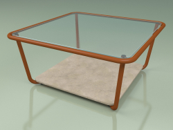 Coffee table 001 (Ribbed Glass, Metal Rust, Farsena Stone)