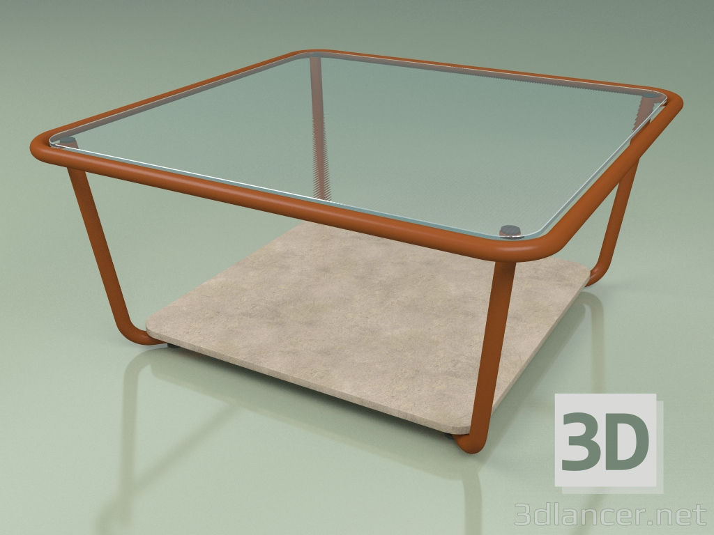 modèle 3D Table basse 001 (Verre Côtelé, Rouille Métallique, Pierre Farsena) - preview