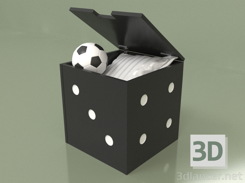 modello 3D Scatola dei giochi Domino (nera) - anteprima
