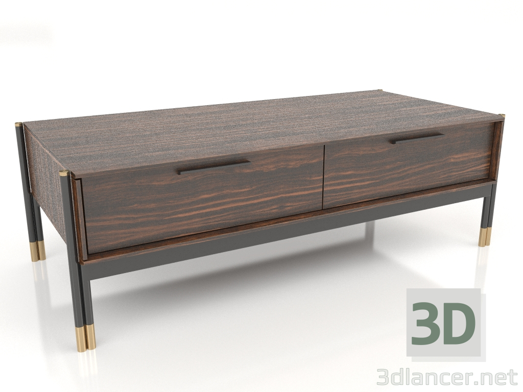 3d model Mesa de centro, acabado chapado en ébano, lacado negro mate (124,2x59x40 cm) - vista previa