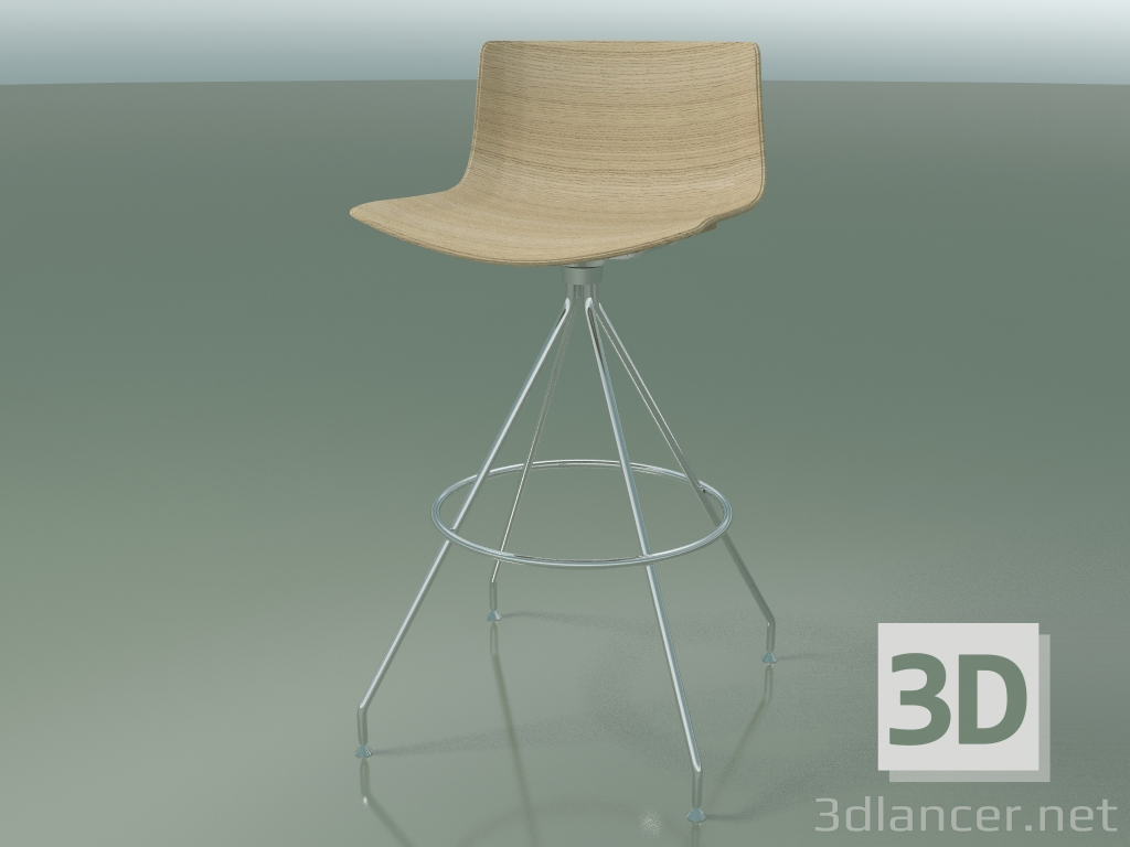 modèle 3D Chaise de bar 0491 (sans rembourrage, chêne blanchi) - preview