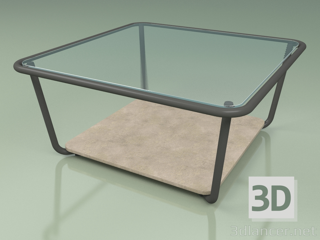 3d model Mesa de centro 001 (vidrio acanalado, metal ahumado, piedra Farsena) - vista previa