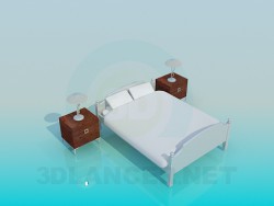 Double bed with bedside tables