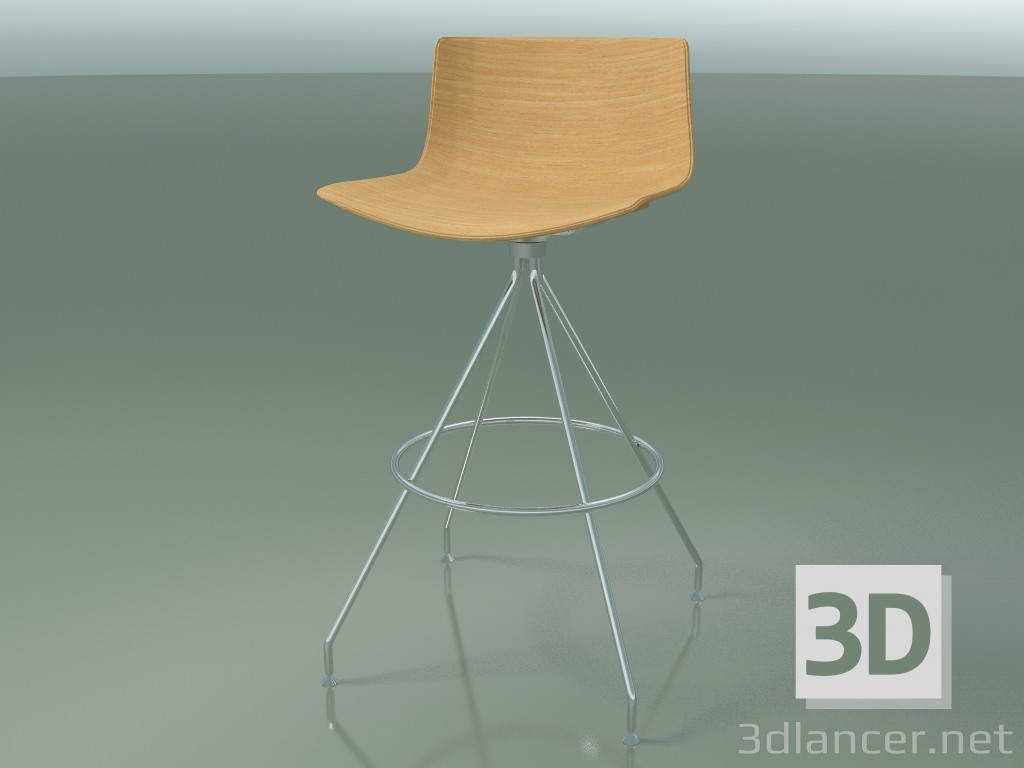 modèle 3D Chaise de bar 0491 (sans rembourrage, chêne naturel) - preview
