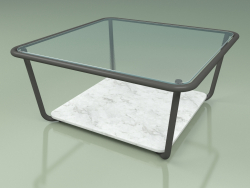 Mesa de centro 001 (vidro canelado, fumaça de metal, mármore de Carrara)
