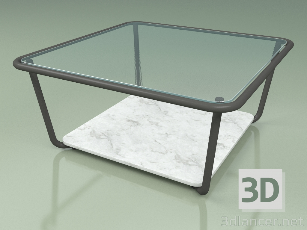 3d model Mesa de centro 001 (vidrio acanalado, metal ahumado, mármol de Carrara) - vista previa