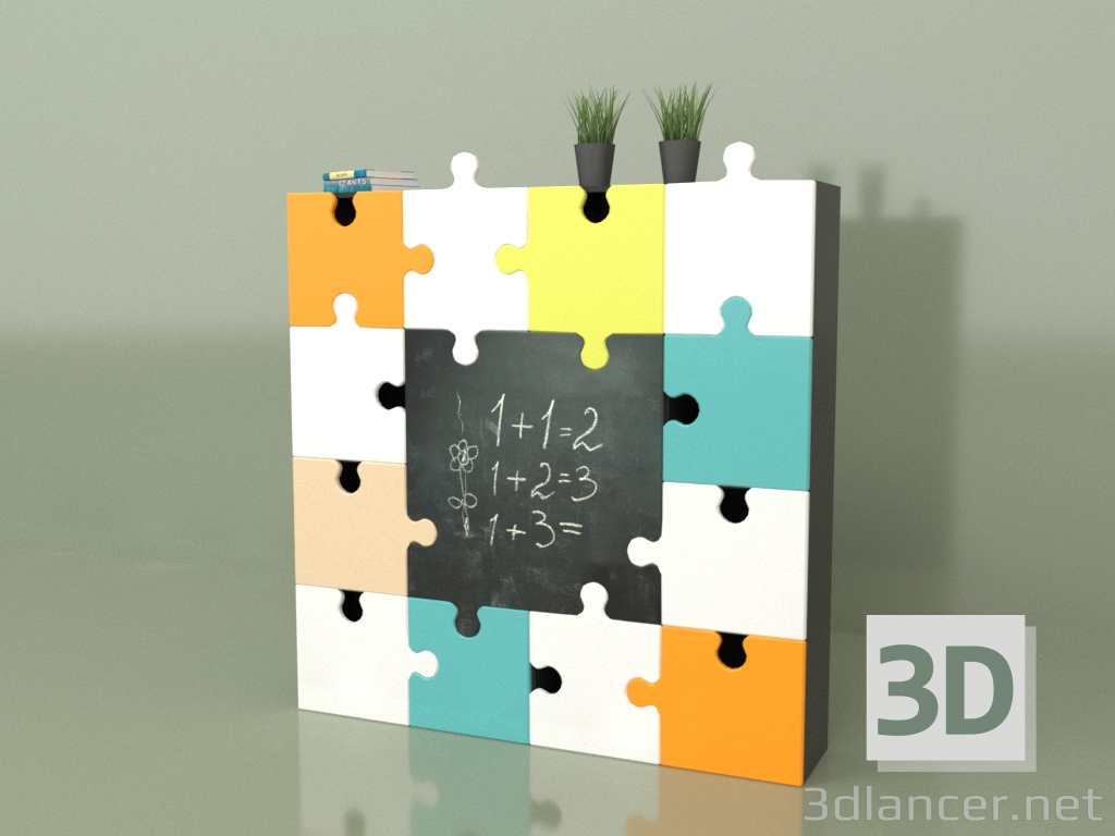 3D Modell Kleiderschrank Puzzle große Farbe - Vorschau
