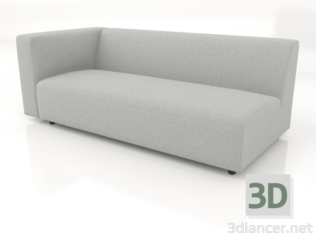 modello 3D Modulo divano 2 posti (L) 183x90 con bracciolo a sinistra - anteprima