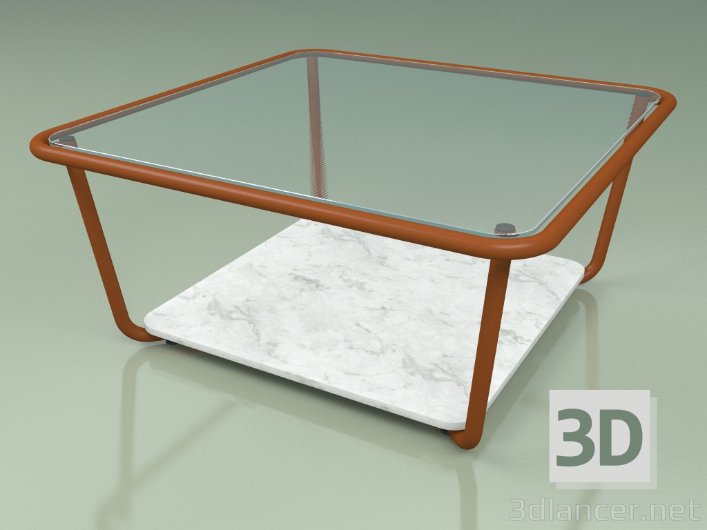 3d модель Стол кофейный 001 (Ribbed Glass, Metal Rust, Carrara Marble) – превью