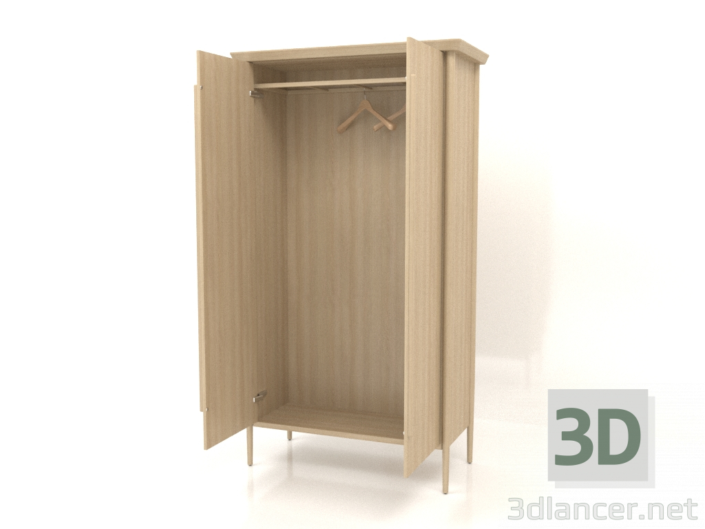 3 डी मॉडल अलमारी एमसी 03 (खुला) (1114x565x2000, लकड़ी सफेद) - पूर्वावलोकन