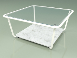 Mesa de centro 001 (vidro canelado, leite metálico, mármore de Carrara)