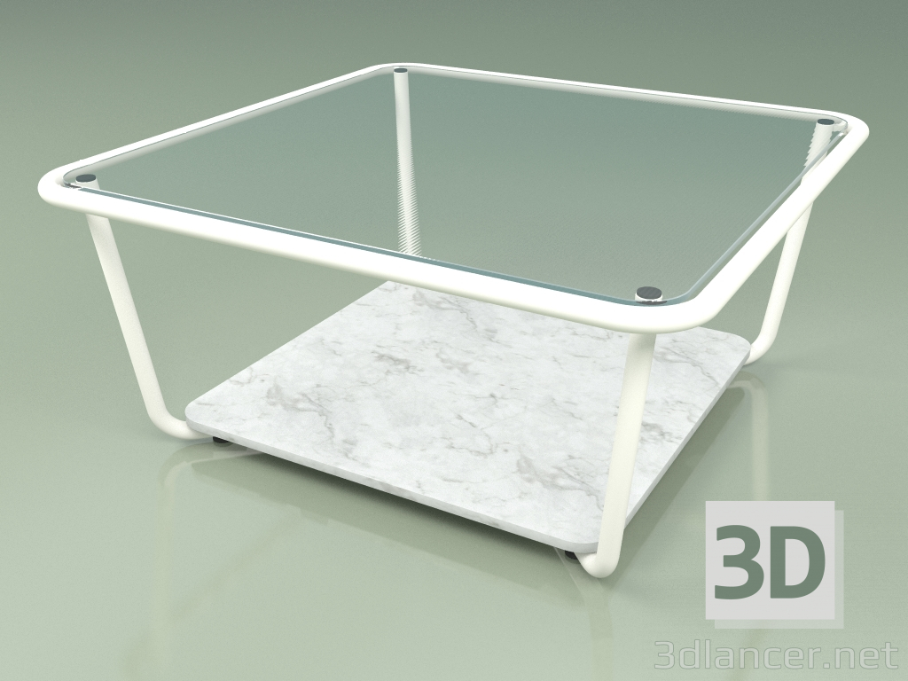 3d model Mesa de centro 001 (Vidrio acanalado, Leche de metal, Mármol de Carrara) - vista previa