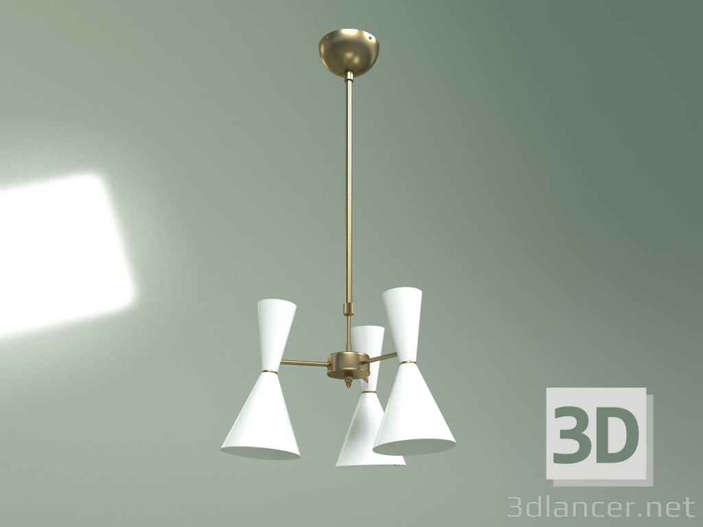 modello 3D Lampada da soffitto Stilnovo Style 3 lampade (bianco) - anteprima