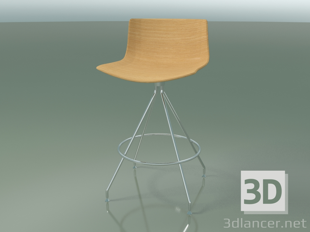 modèle 3D Chaise de bar 0492 (sans rembourrage, chêne naturel) - preview