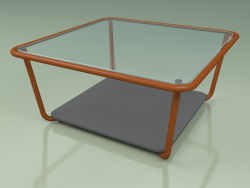 Coffee table 001 (Ribbed Glass, Metal Rust, HPL Gray)