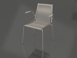 Chaise avec accoudoirs Noel (base en acier, laine gris clair)