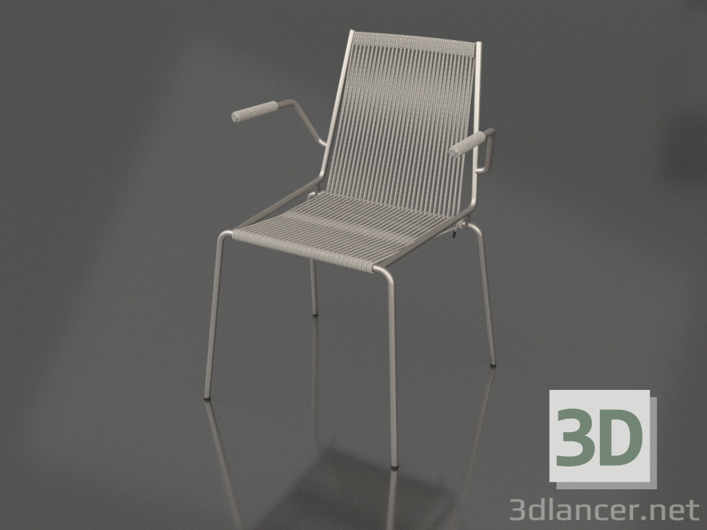 modèle 3D Chaise avec accoudoirs Noel (base en acier, laine gris clair) - preview