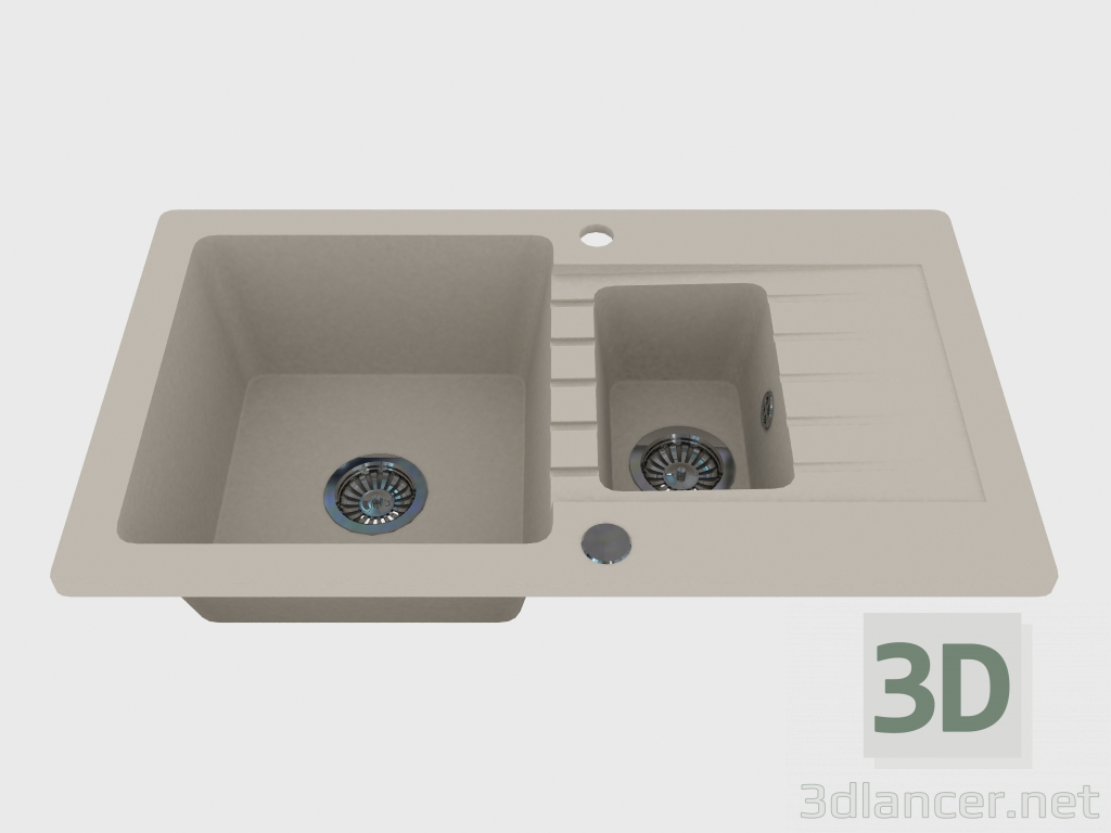 3D Modell Waschen, 1,5 Schüsseln mit einem Flügel zum Trocknen - Alabaster Zorba (ZQZ A513) - Vorschau