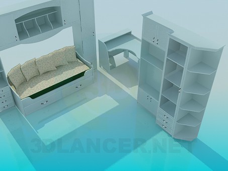 modello 3D I mobili nella scuola materna - anteprima