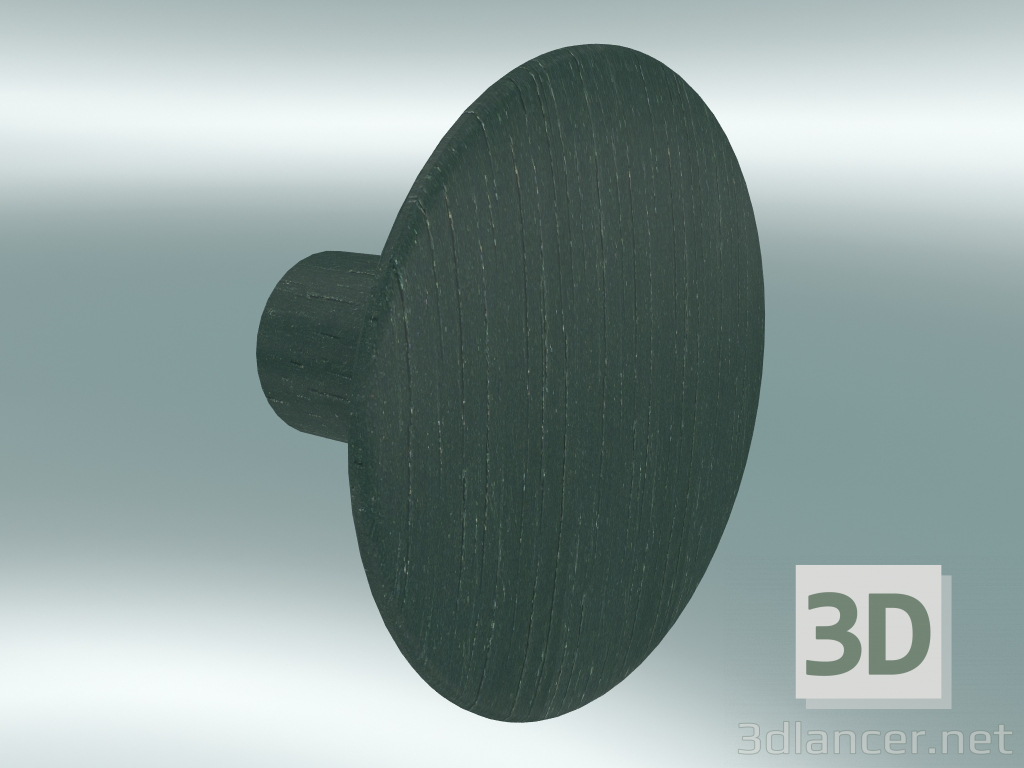modello 3D Appendiabiti Dots Wood (Ø6,5 cm, Verde scuro) - anteprima