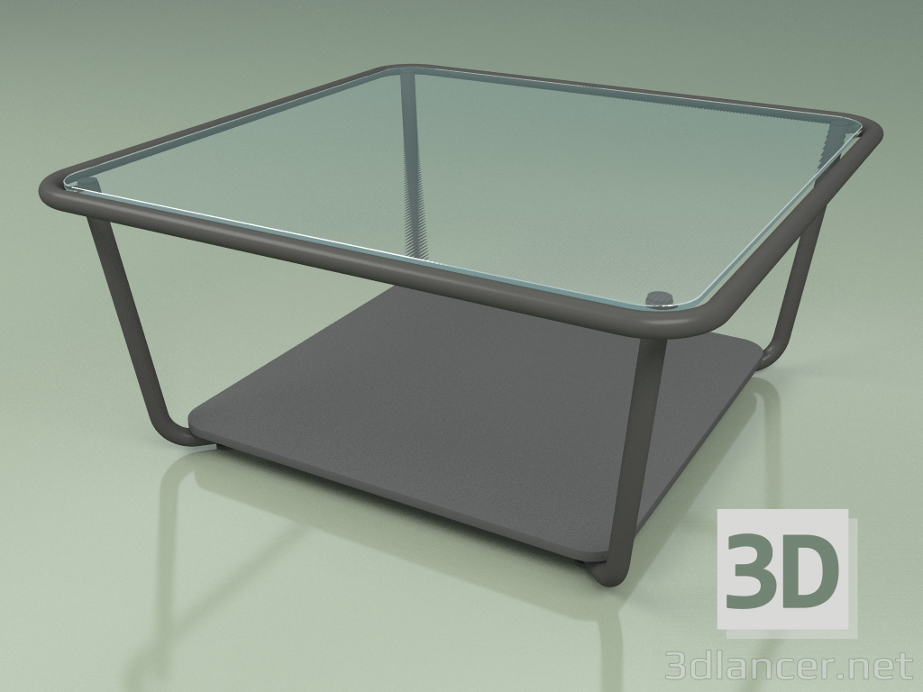 modello 3D Tavolino 001 (vetro millerighe, metallo fumé, HPL grigio) - anteprima