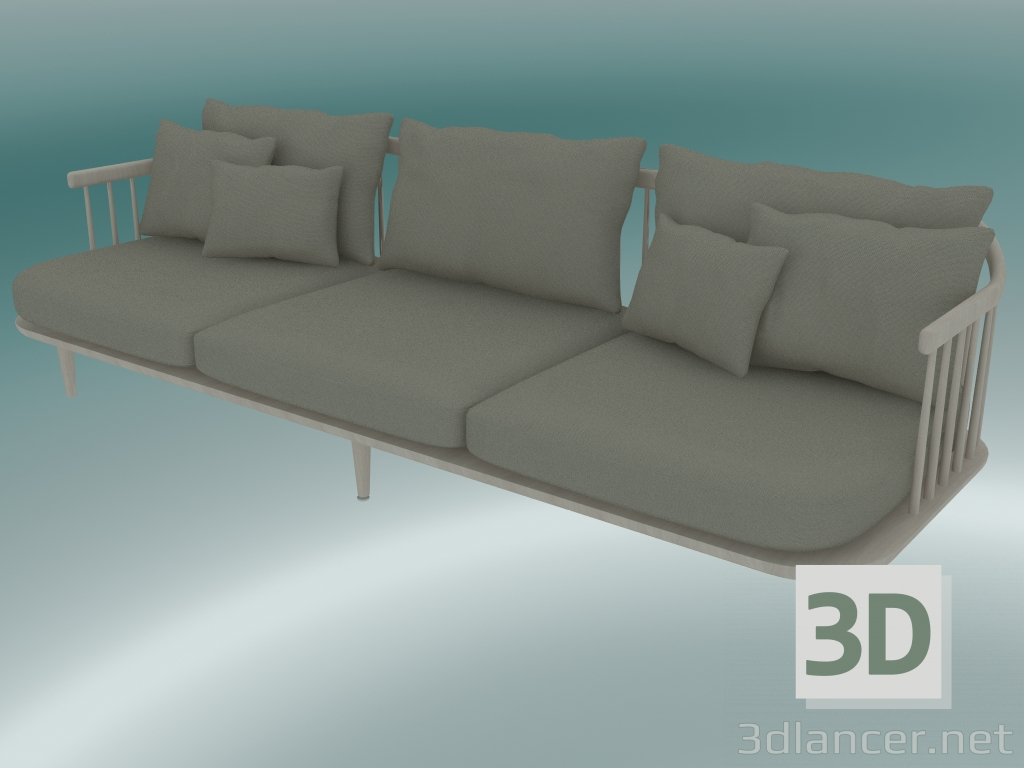 3D Modell Sofa Fly Triple (SC12, 80x240 N 70cm, Eiche weiß geölt mit Hot Madison 094) - Vorschau