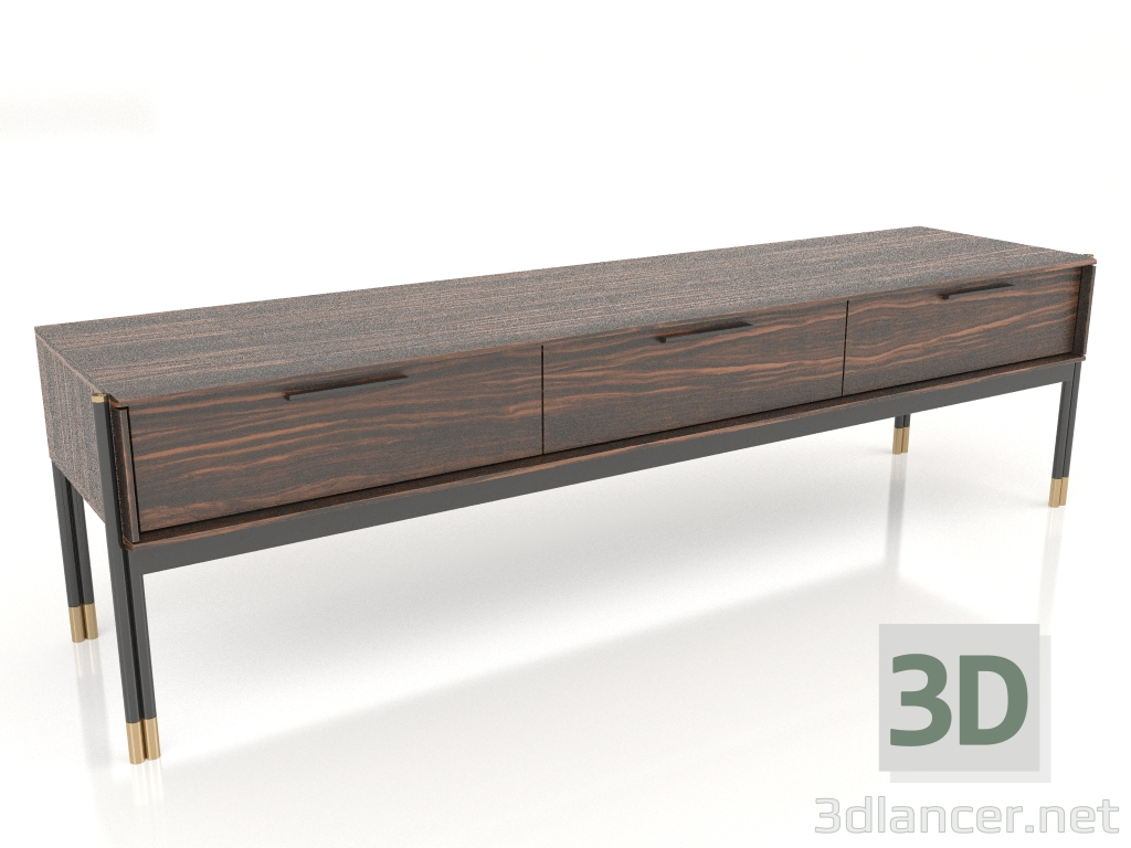 3d model Mueble de TV, acabado chapado en ébano, lacado negro mate (184,2x45x50 cm) - vista previa