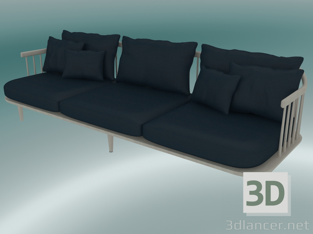 3d model Sofa Triple Fly (SC12, 80x240 N 70cm, White oiled oak with Harald 2 182) - preview