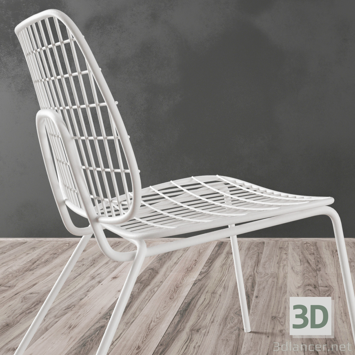 3D Modell Weißer Stuhl - Vorschau