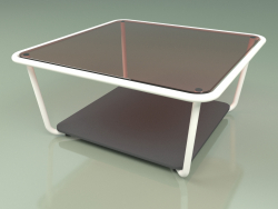 Mesa de centro 001 (vidro bronzeado, leite metálico, HPL cinza)